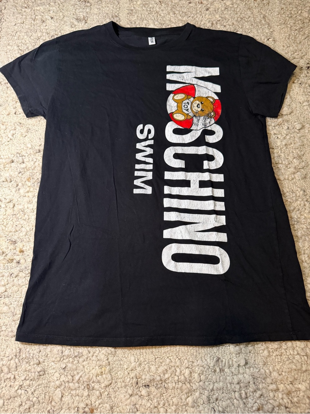 Moschino Swim Black Graphic Tee with Bear Logo
